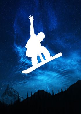 Snowboarder Blue Sky Space