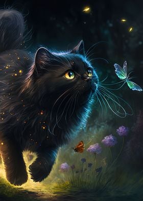 butterfly and cat