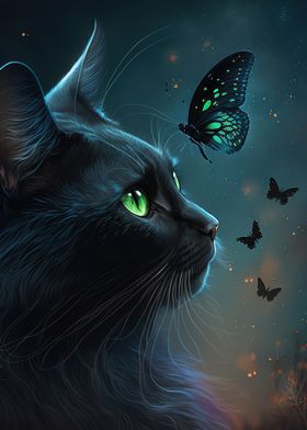 butterfly and cat