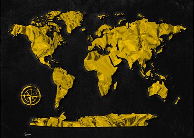 Gold foil World Map