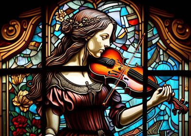 Violinist in Stained Glass