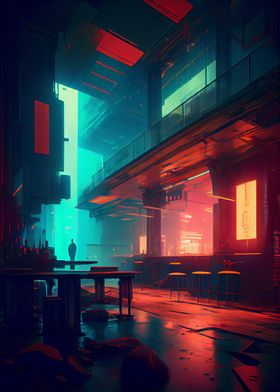 Red and Blue Neon Bar