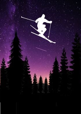 Skiing in Purple Sky