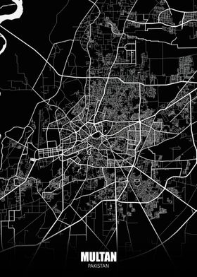 Multan Pakistan Dark Map