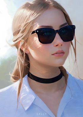 Blonde Woman with Sunglass