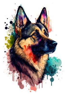 German Shepherd Watercolor