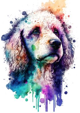 Poodle Watercolor Portrait