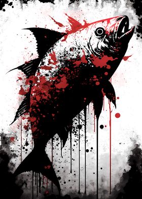 Pacu Fish Ink Painting