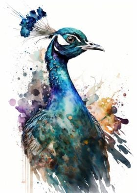 Bird Peacock watercolor