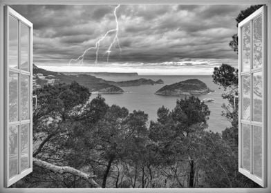 Window view storm nature