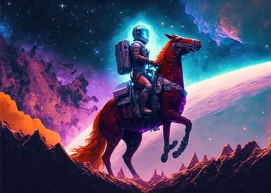 Space astronaut riding