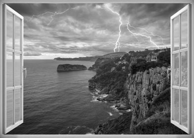 Window view storm nature