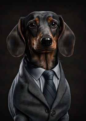 Dachshund in a Mens Suit 