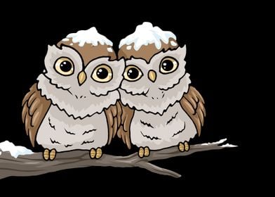 Cute Christmas Snow Owls