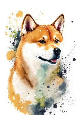 Shiba Inu Watercolor