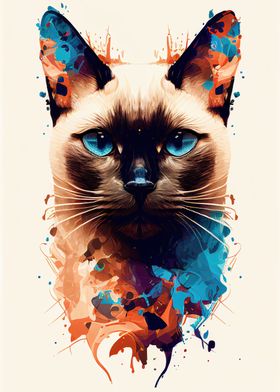 Colorful Siamese Cute Cat