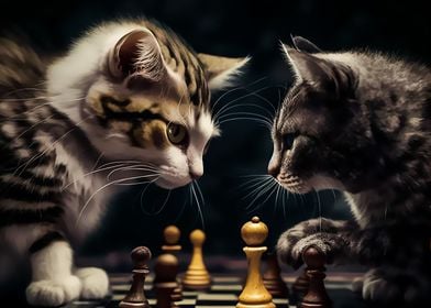 Cat play chess