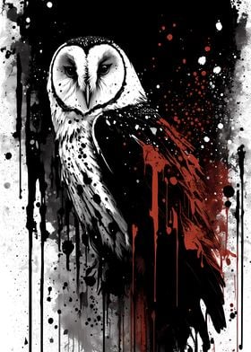 Barn Owl Ink Painting