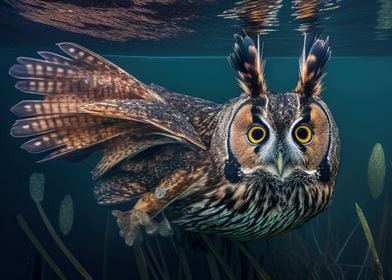 Underwater Long eared owl