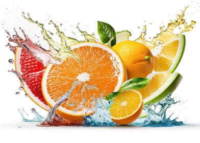 Fruits splashing of juice