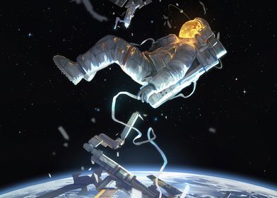 Sci Fi flying astronaut
