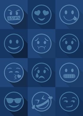 Emoji Expressions Blue