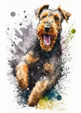 Airedale Terrier is happy