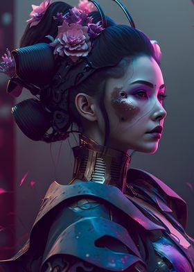 Geisha Cyberpunk Neon 