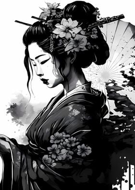 Geisha Japan Asian Flower