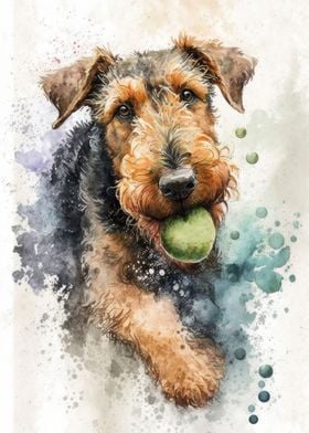 Airedale with Tennis ball