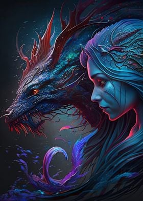 dragon and beatiful girls