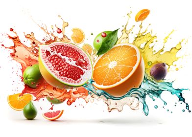 Fruits splashing of juice