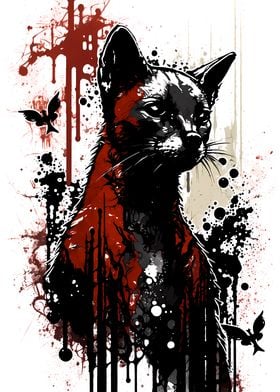 Fossa Cat Ink Painting
