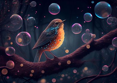 Bird and bubbles