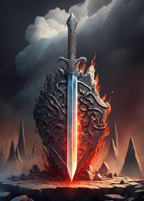 Fire fantasy sword