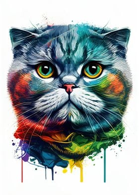 Colorful Scottish Fold cat