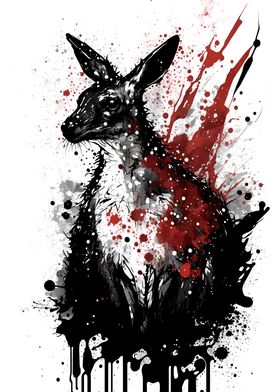 Kangaroo Ink Painting