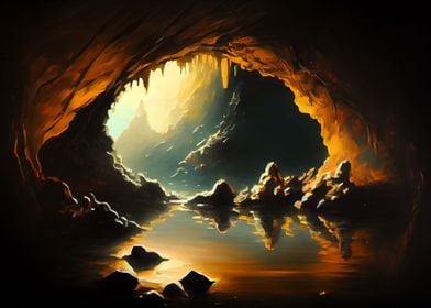 oil drawing Mystical Cave