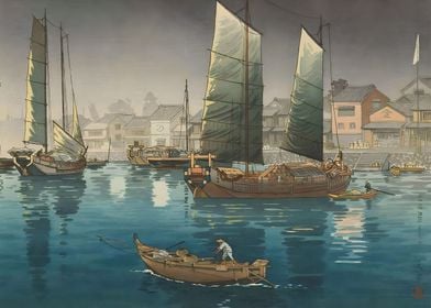 Ukiyo e Akashi Port