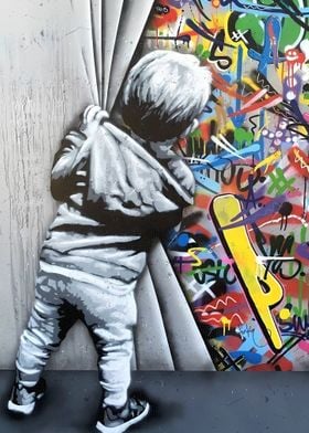 Graffiti Kid Banksy Style