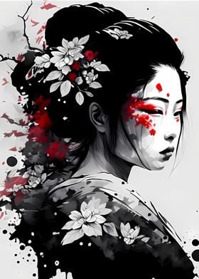 Geisha Japan Asian Flower