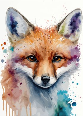 Fox Head Watercolor Art
