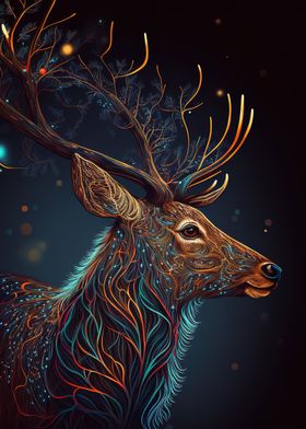 animal deer neon