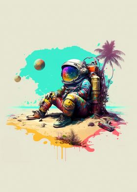 astronaut in beach