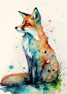 Wild Fox Watercolor Art