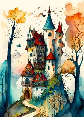 Fairy Tale Castle Painting