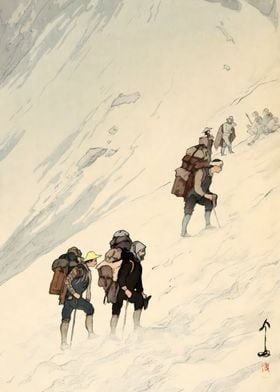 Ukiyo e Snowy Ravine