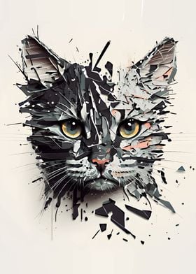 abstract cat portrait