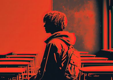 Boy in a classroom AI Art