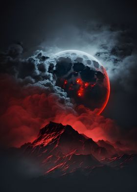 Huge red full moon